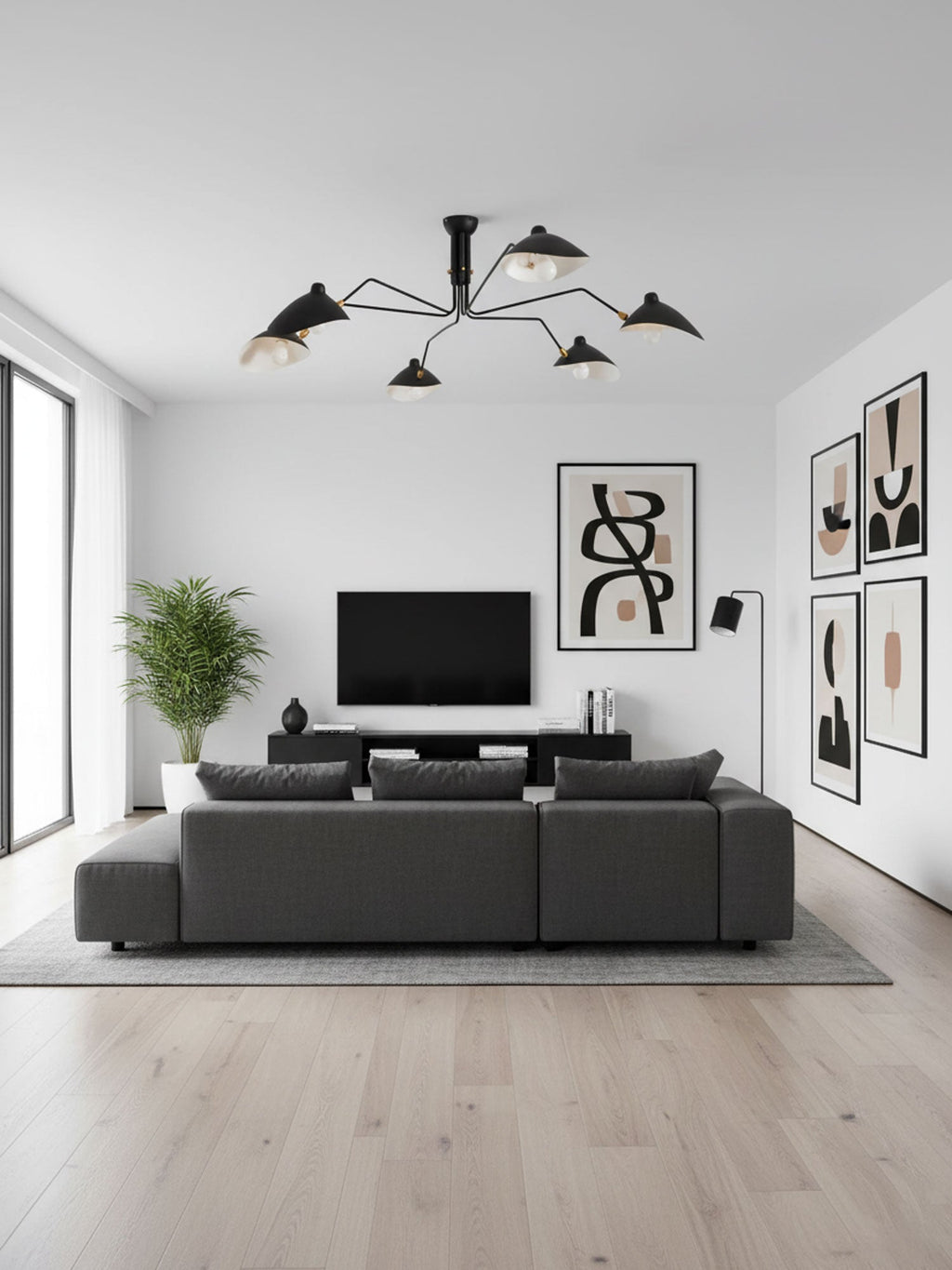 Plafonnier moderne Ems en Métal, Aluminium, Laiton Blanc