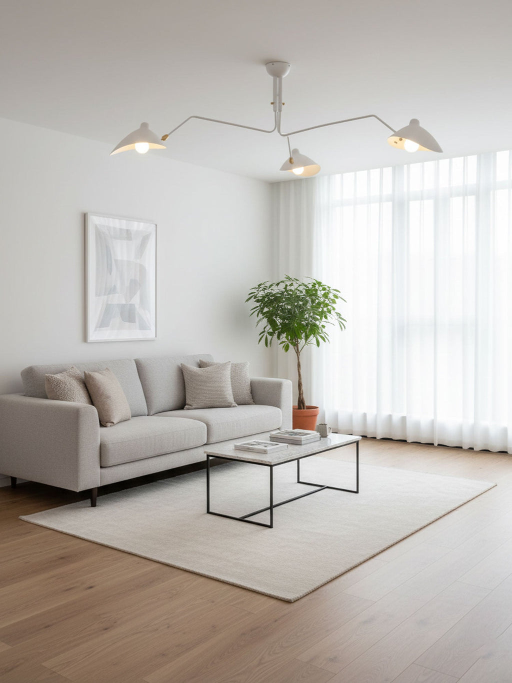 Plafonnier moderne Ems en Métal, Aluminium, Laiton Blanc