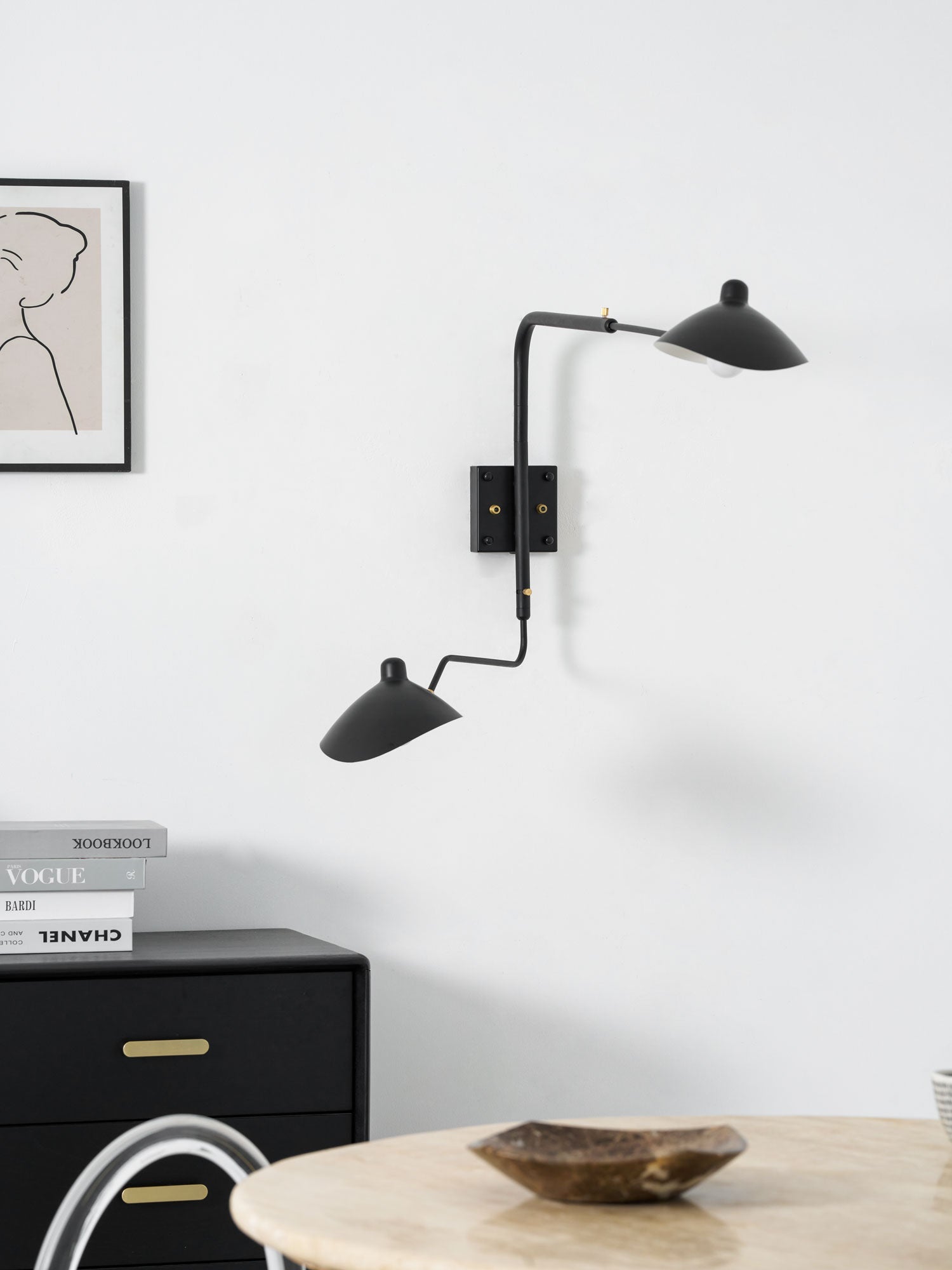 Applique murale moderne Ems en Métal, Aluminium, Laiton Noir