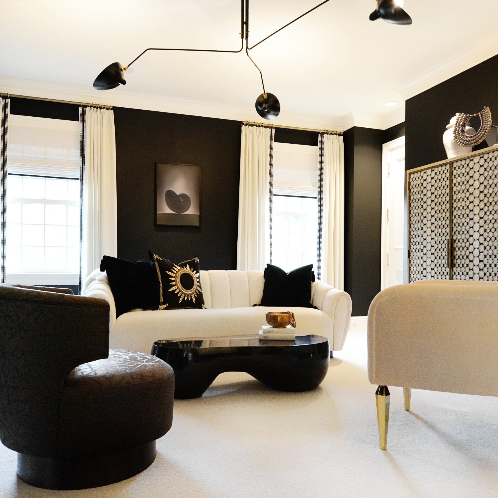 Plafonnier moderne Ems en Métal, Aluminium, Laiton Noir