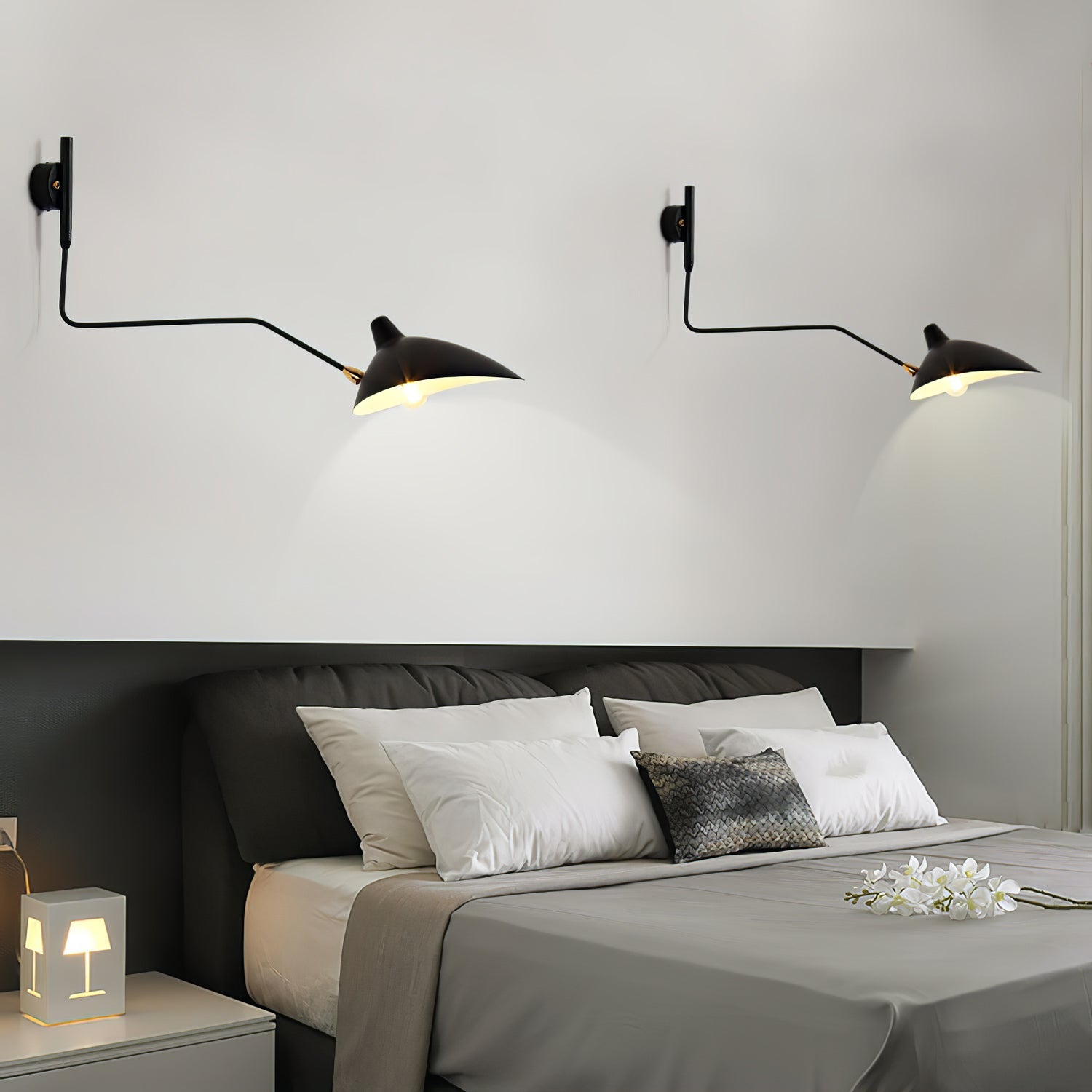 Applique murale moderne Ems en Métal, Aluminium, Laiton Blanc