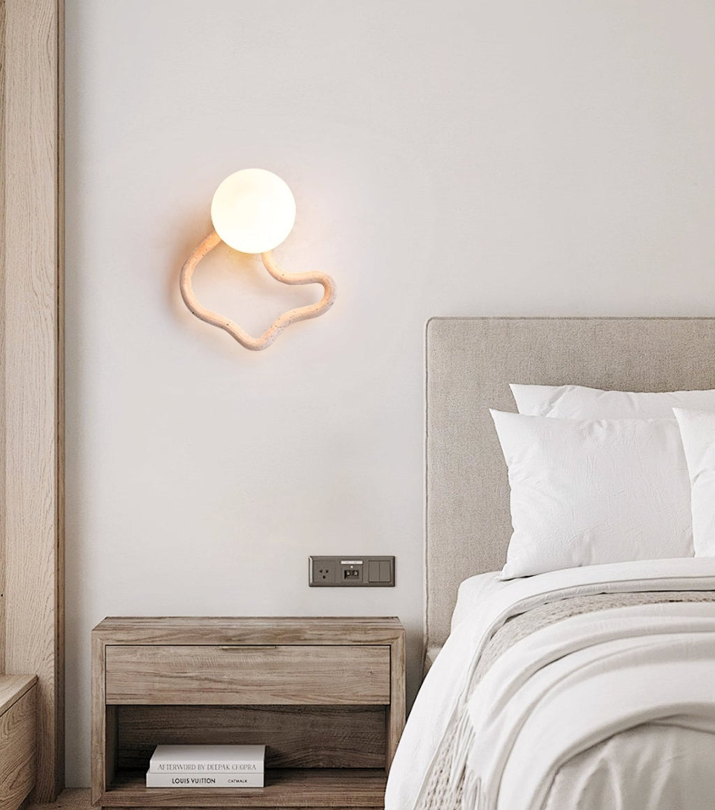 Applique murale moderne Pelle en Travertin jaune et noyer bois
