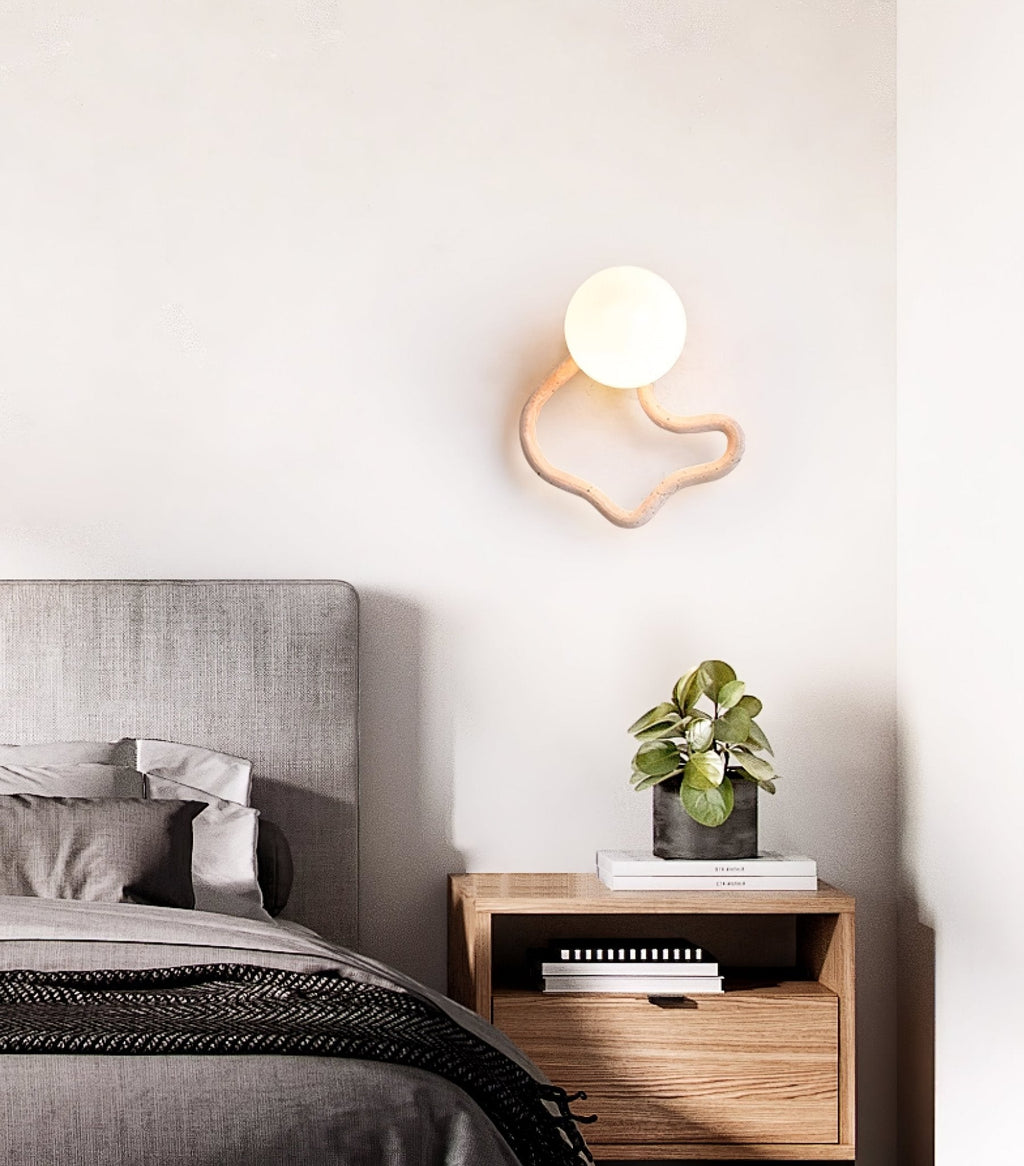 Applique murale moderne Pelle en Travertin jaune et noyer bois