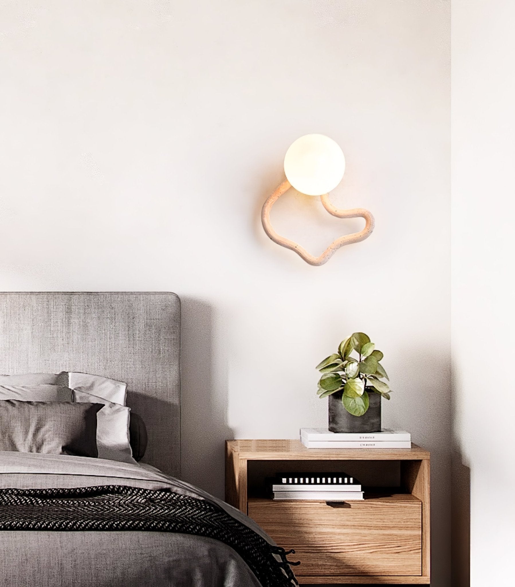 Applique murale moderne Pelle en Travertin jaune et noyer bois