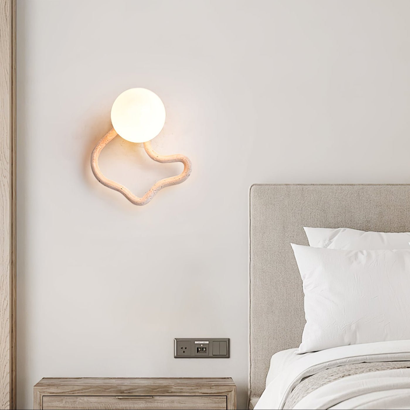 Applique murale moderne Pelle en Travertin jaune et noyer bois