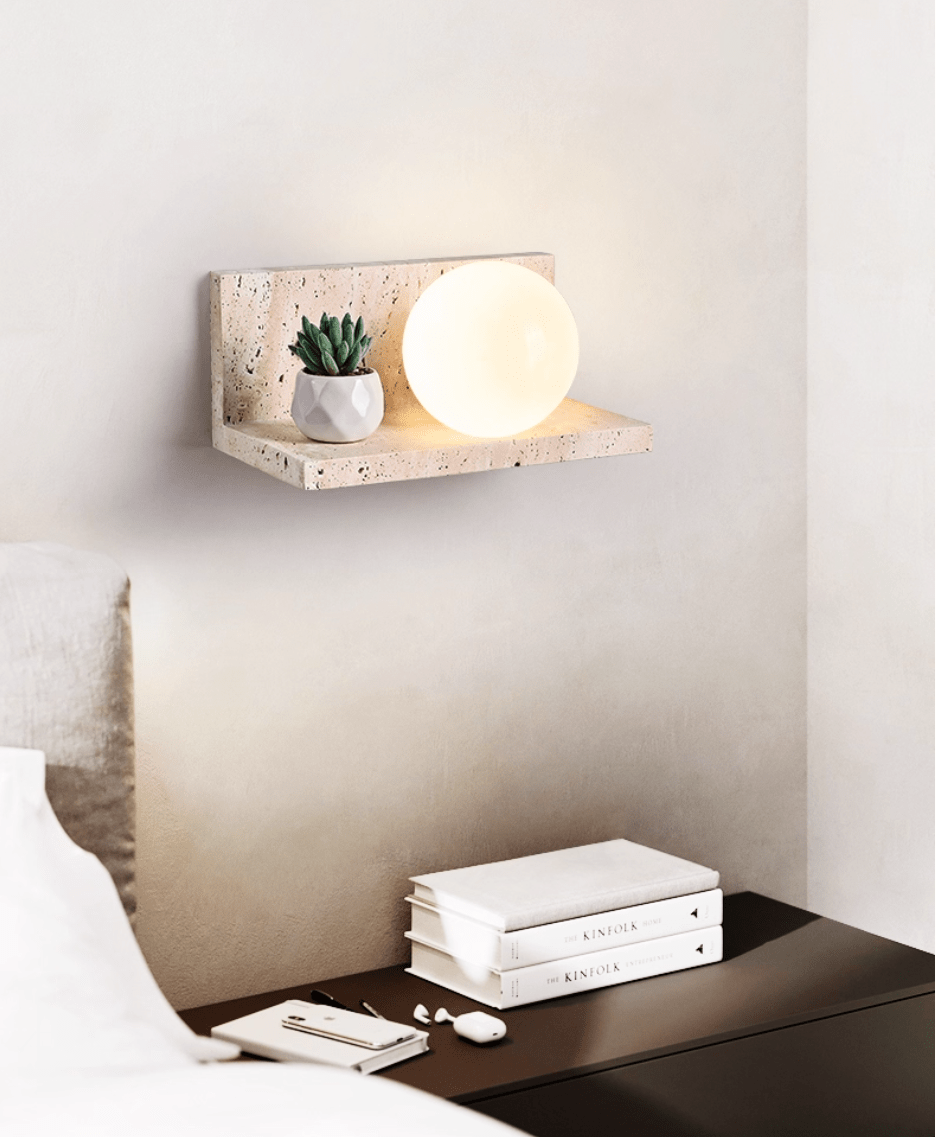 Applique murale moderne Jesper en Travertin jaune et blanc