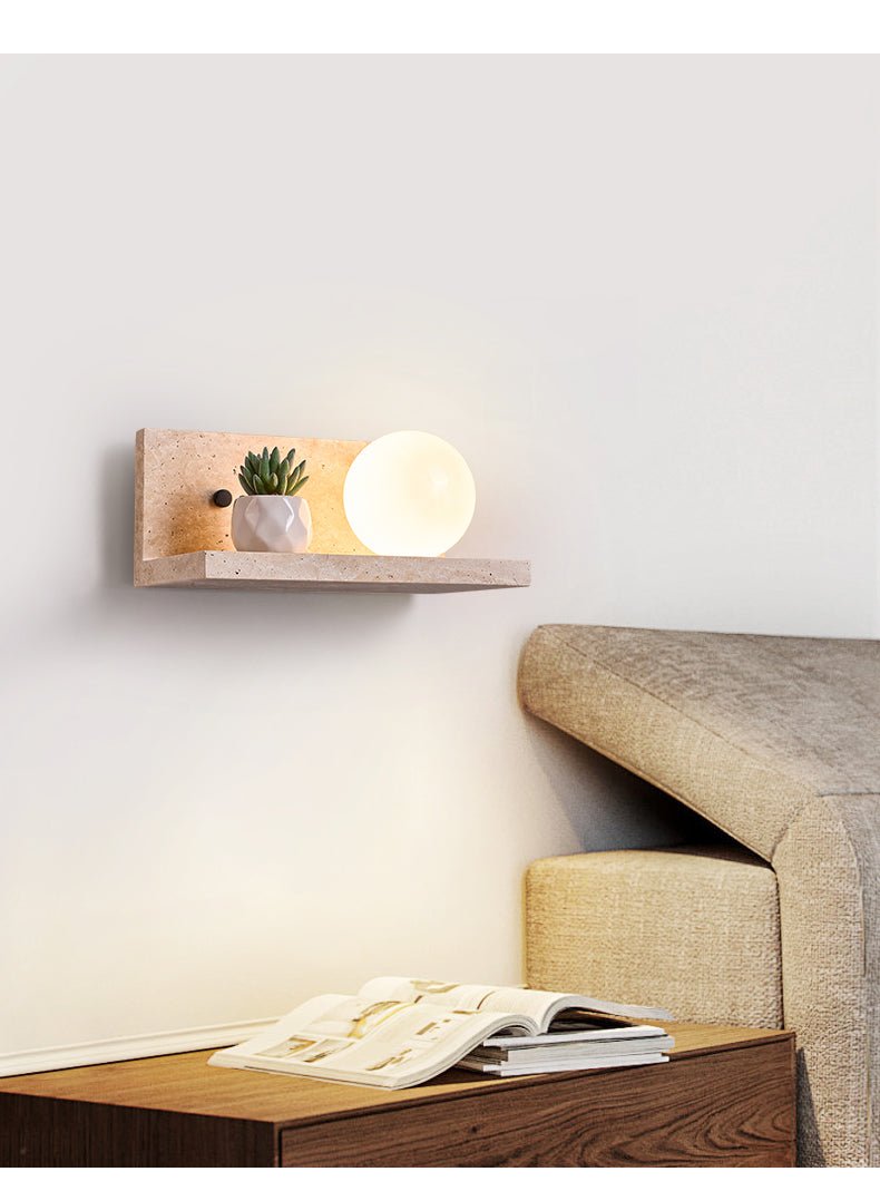Applique murale moderne Jesper en Travertin jaune et blanc
