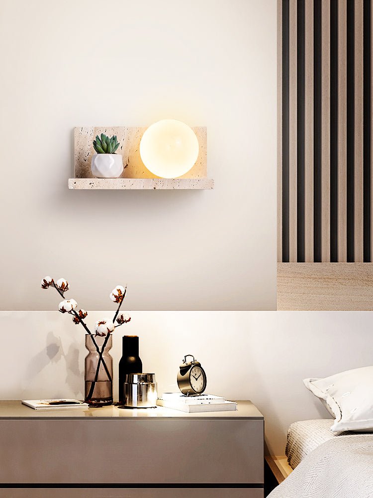 Applique murale moderne Jesper en Travertin jaune et blanc