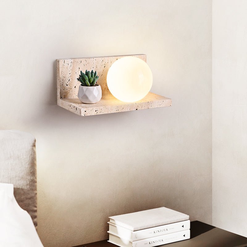 Applique murale moderne Jesper en Travertin jaune et blanc