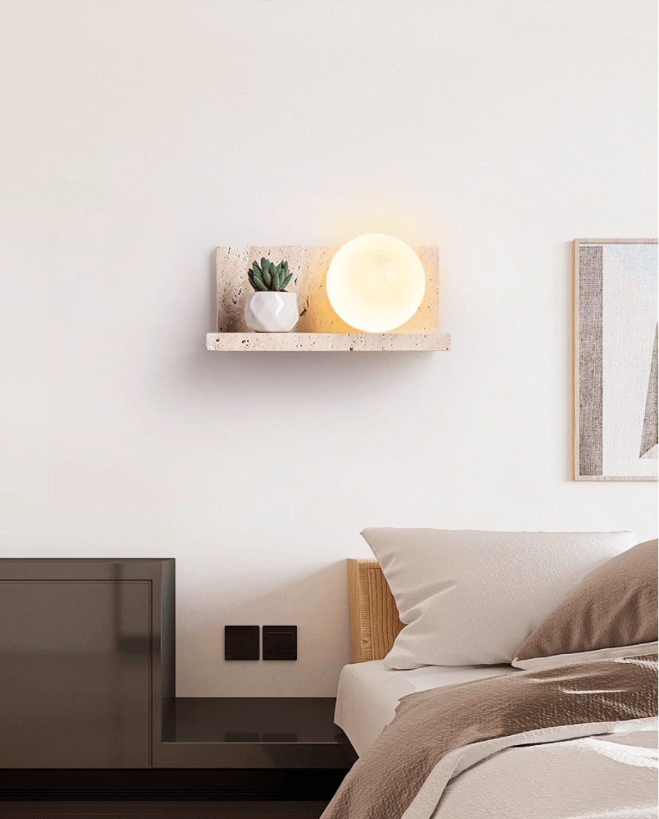 Applique murale moderne Jesper en Travertin jaune et blanc