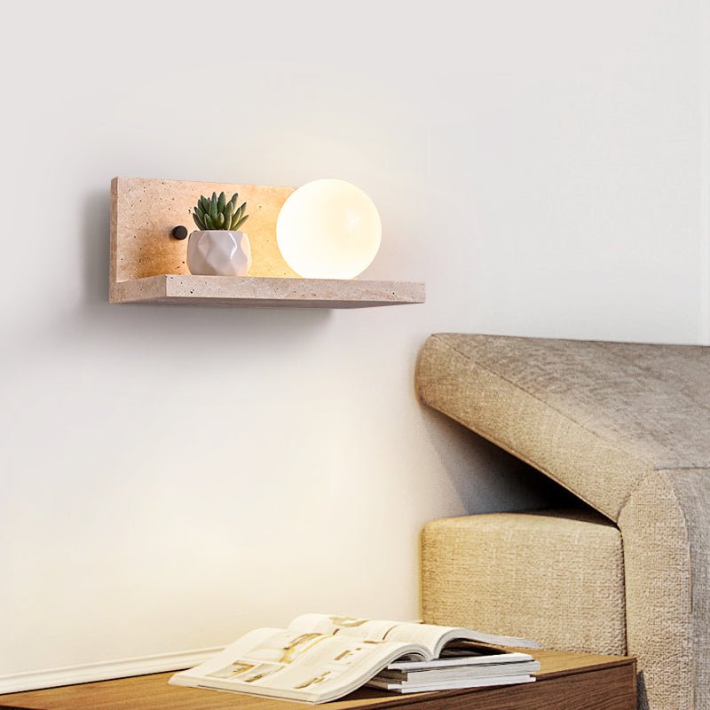 Applique murale moderne Jesper en Travertin jaune et blanc