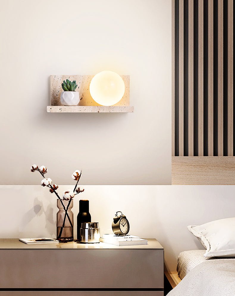 Applique murale moderne Jesper en Travertin jaune et blanc