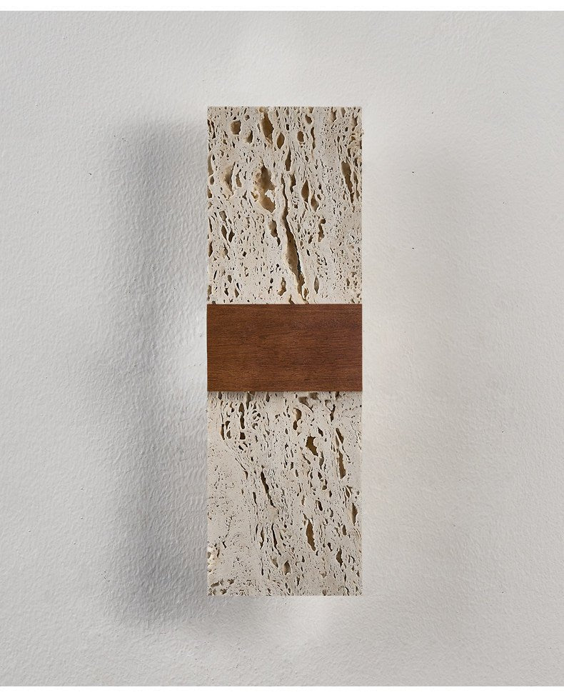 Applique murale moderne Saku en Travertin jaune et noyer
