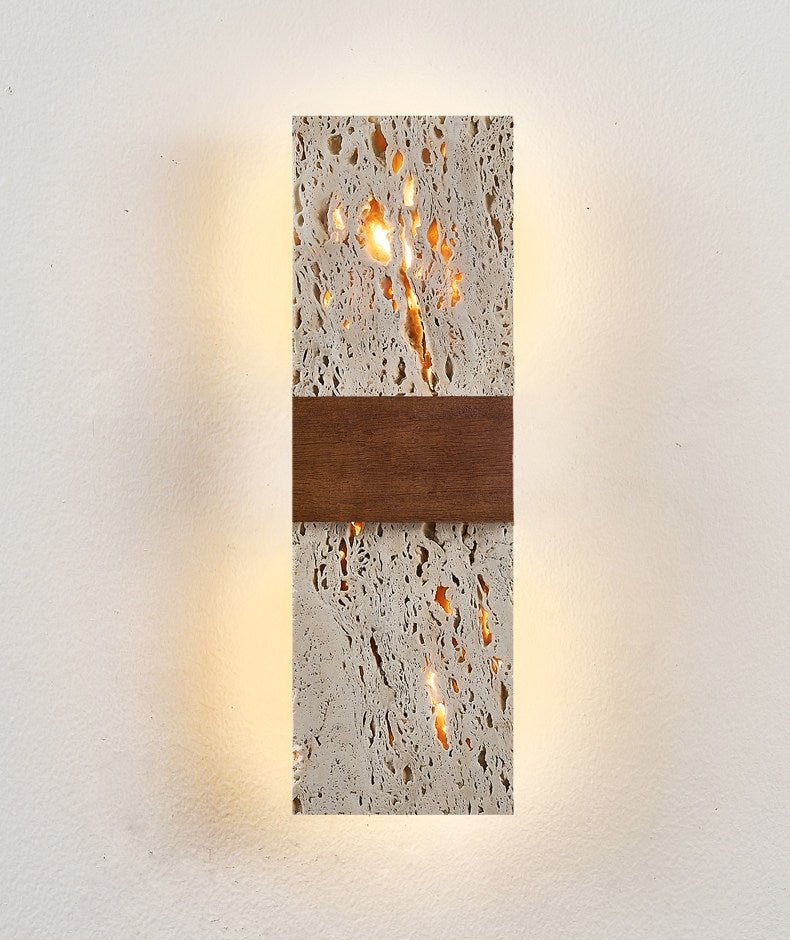 Applique murale moderne Saku en Travertin jaune et noyer