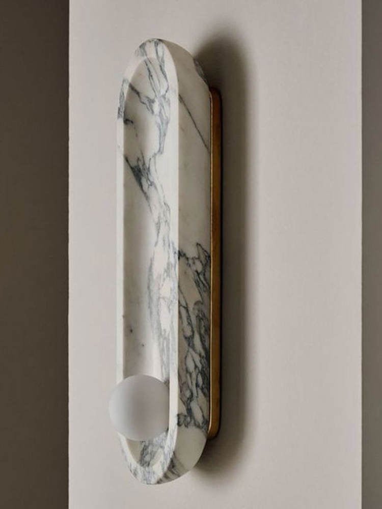 Applique murale moderne Bogart en Métal, Marbre Cara blanc