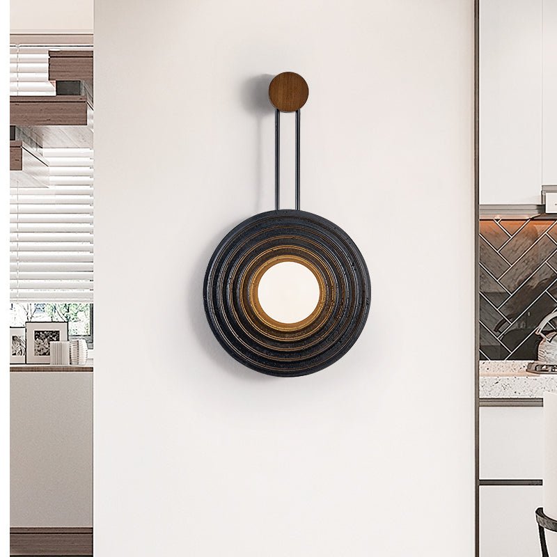 Applique murale moderne Sten en Noir travertin et foncé noyer
