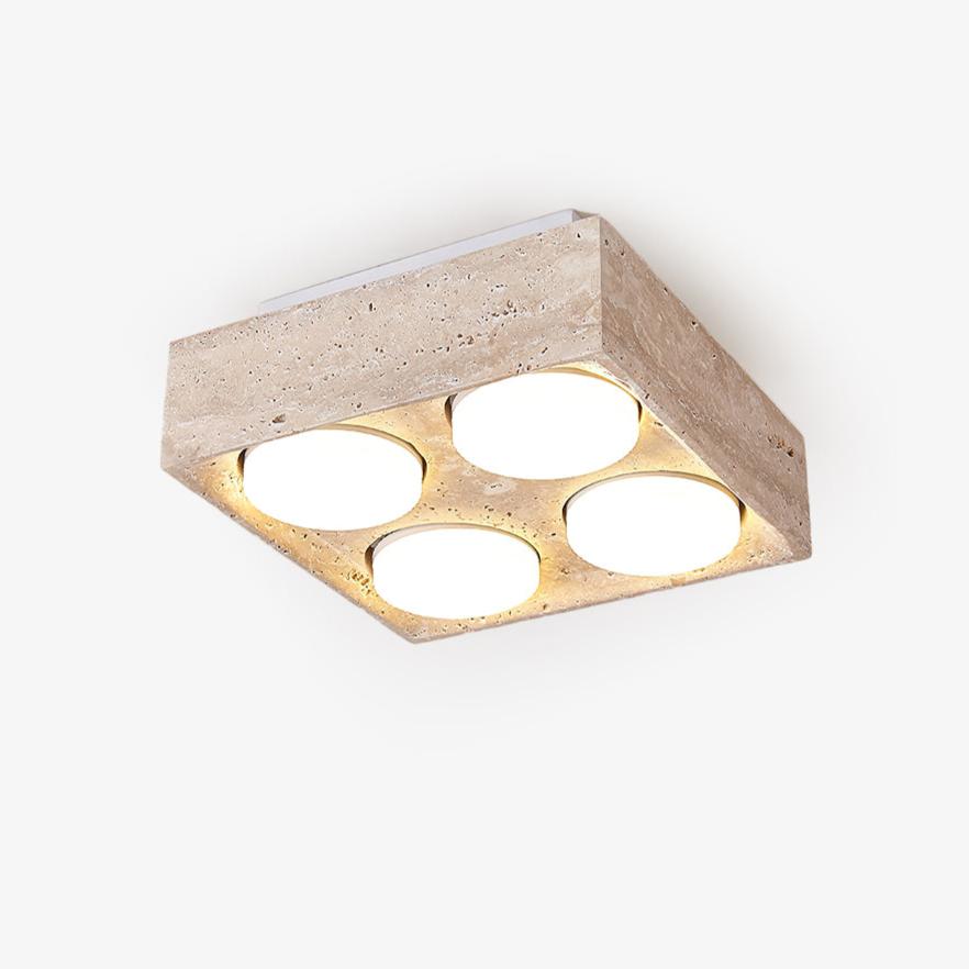 Plafonnier moderne Clarence en Travertin jaune et blanc