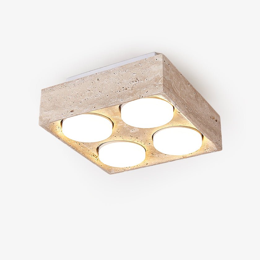 Plafonnier moderne Clarence en Travertin jaune et blanc