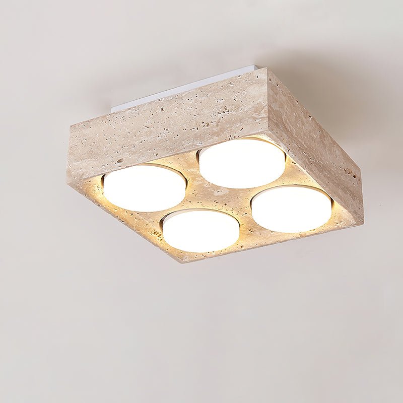 Plafonnier moderne Clarence en Travertin jaune et blanc