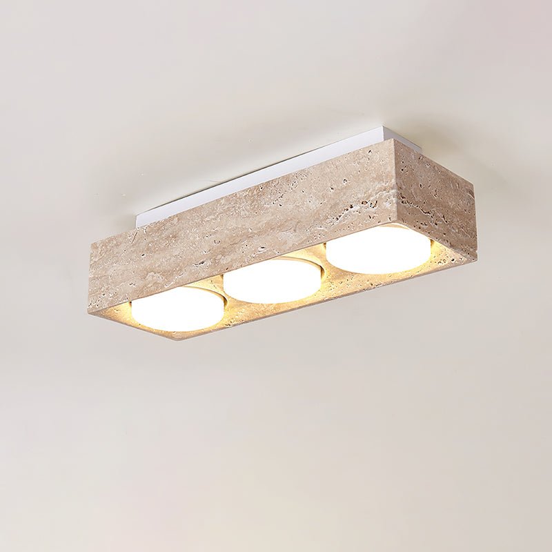 Plafonnier moderne Clarence en Travertin jaune et blanc