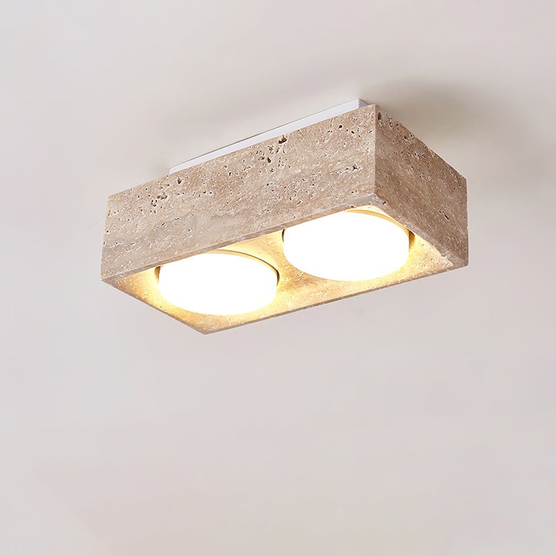 Plafonnier moderne Clarence en Travertin jaune et blanc