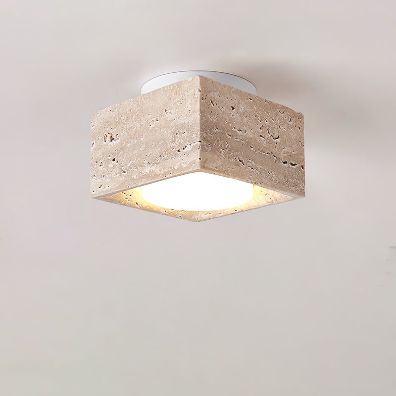 Plafonnier moderne Clarence en Travertin jaune et blanc