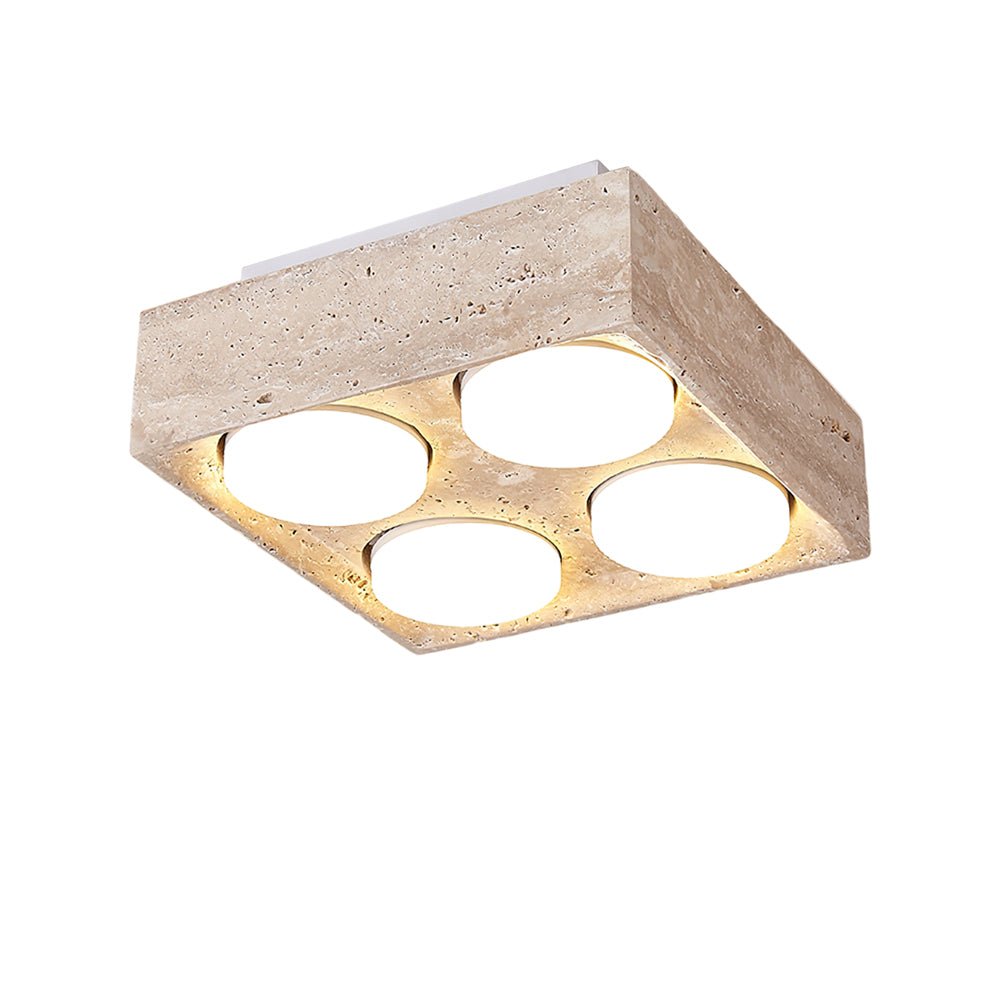 Plafonnier moderne Clarence en Travertin jaune et blanc