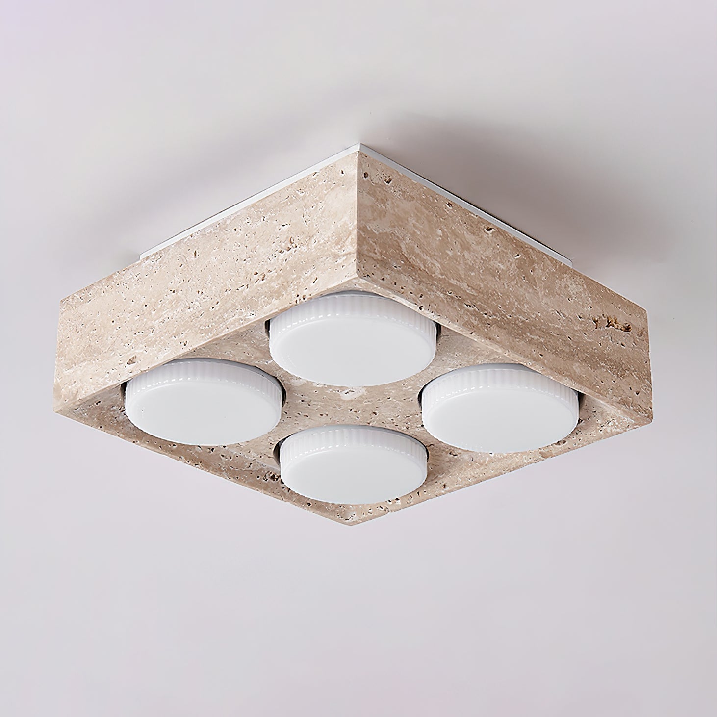 Plafonnier moderne Clarence en Travertin jaune et blanc