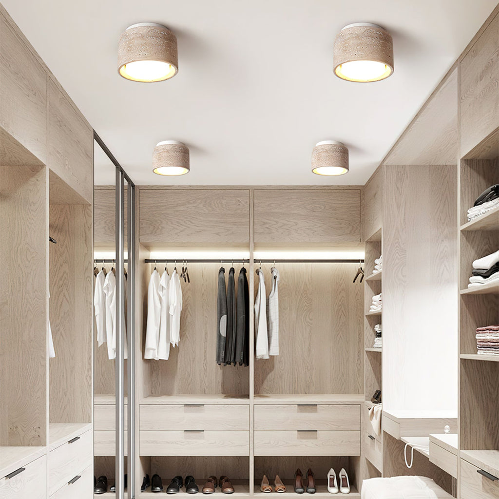 Plafonnier moderne Clarence en Travertin jaune et blanc