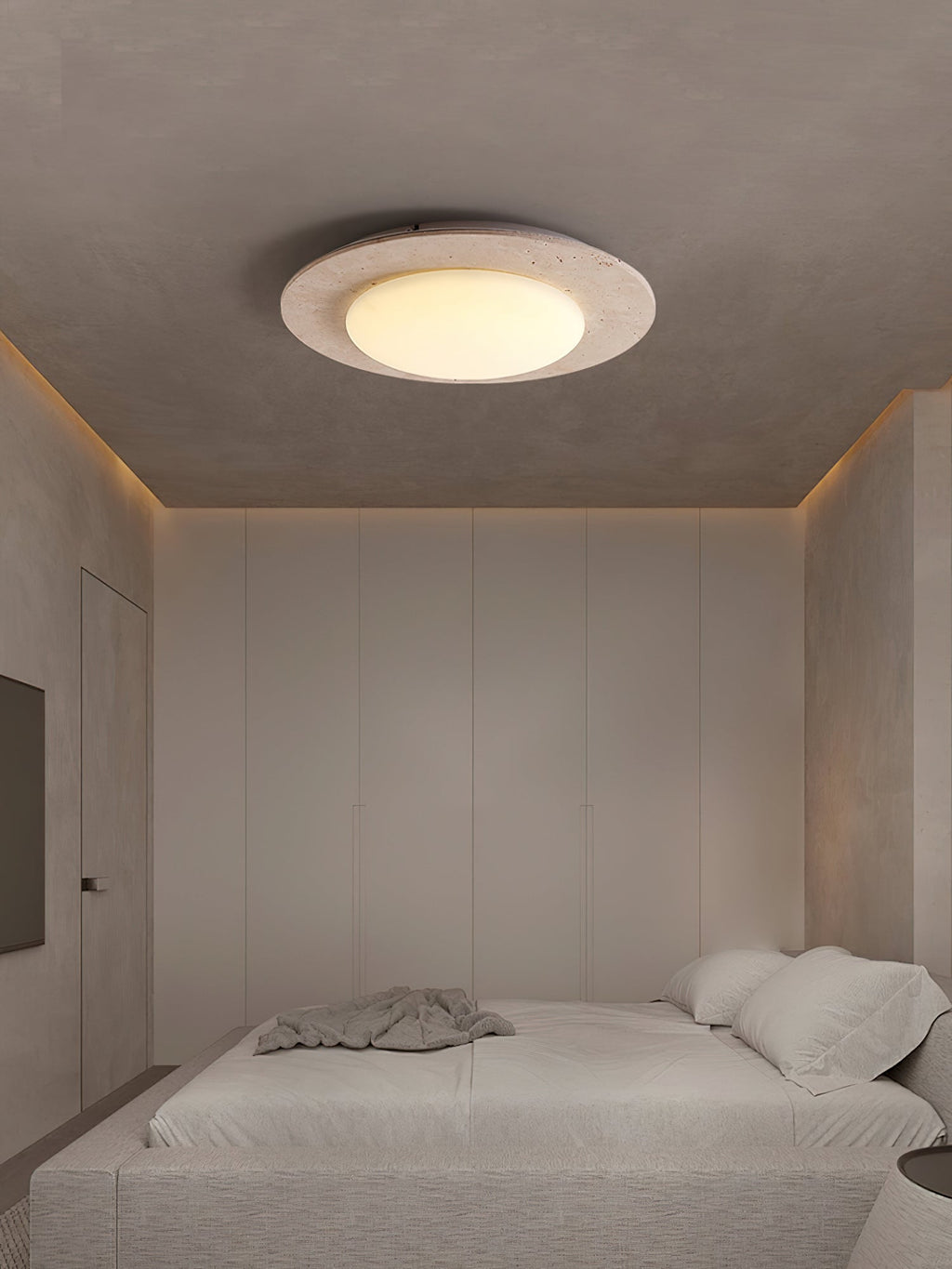 Plafonnier moderne Orion en Travertin jaune et blanc