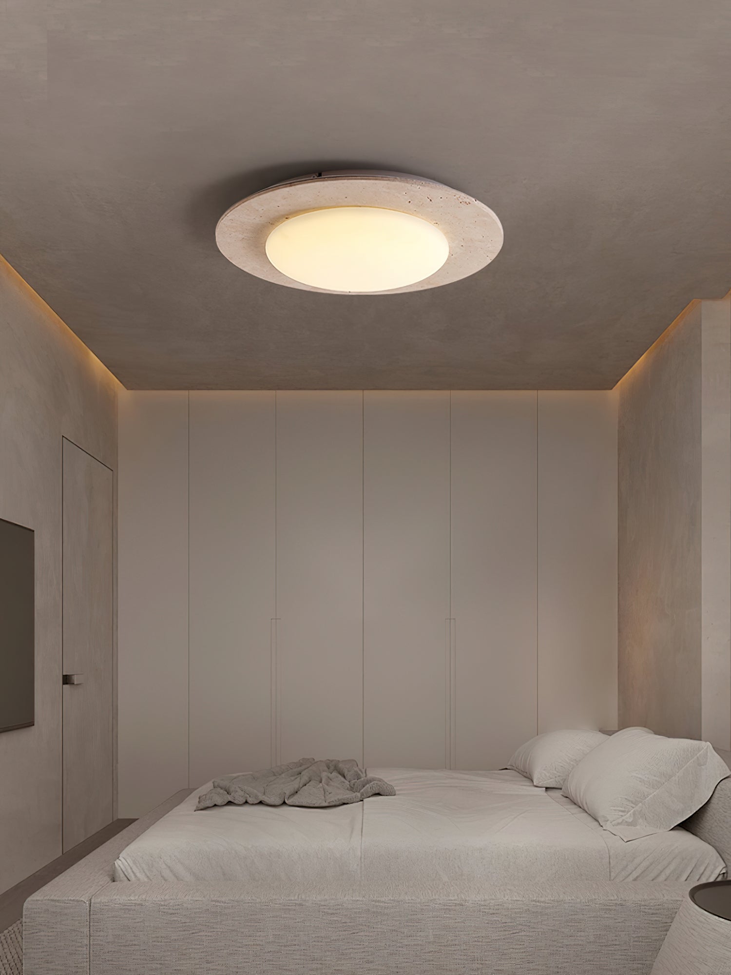 Plafonnier moderne Orion en Travertin jaune et blanc