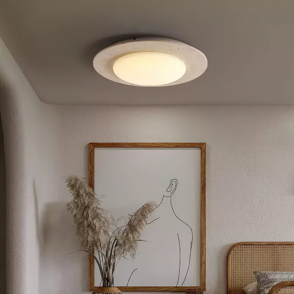 Plafonnier moderne Orion en Travertin jaune et blanc