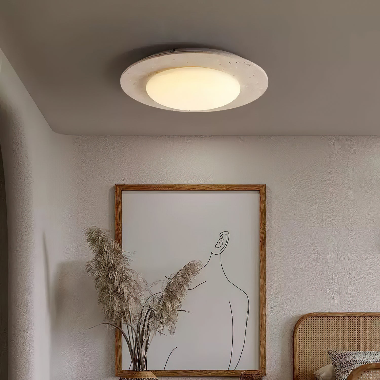 Plafonnier moderne Orion en Travertin jaune et blanc