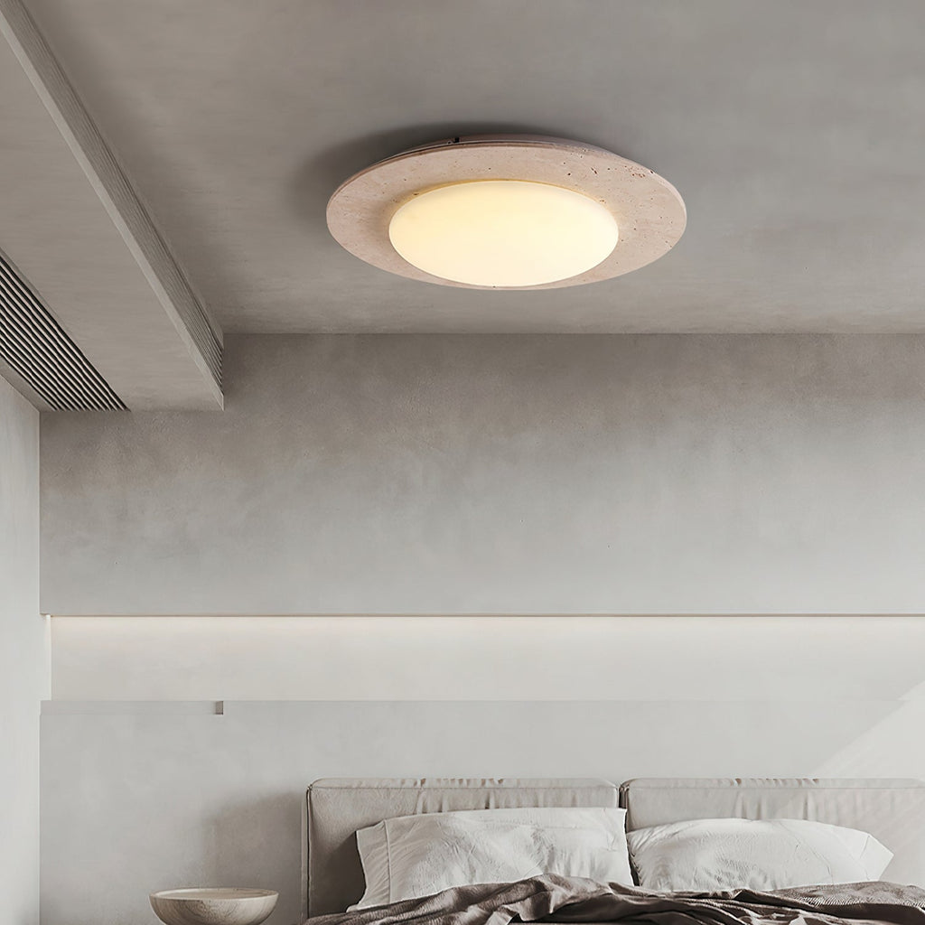 Plafonnier moderne Orion en Travertin jaune et blanc