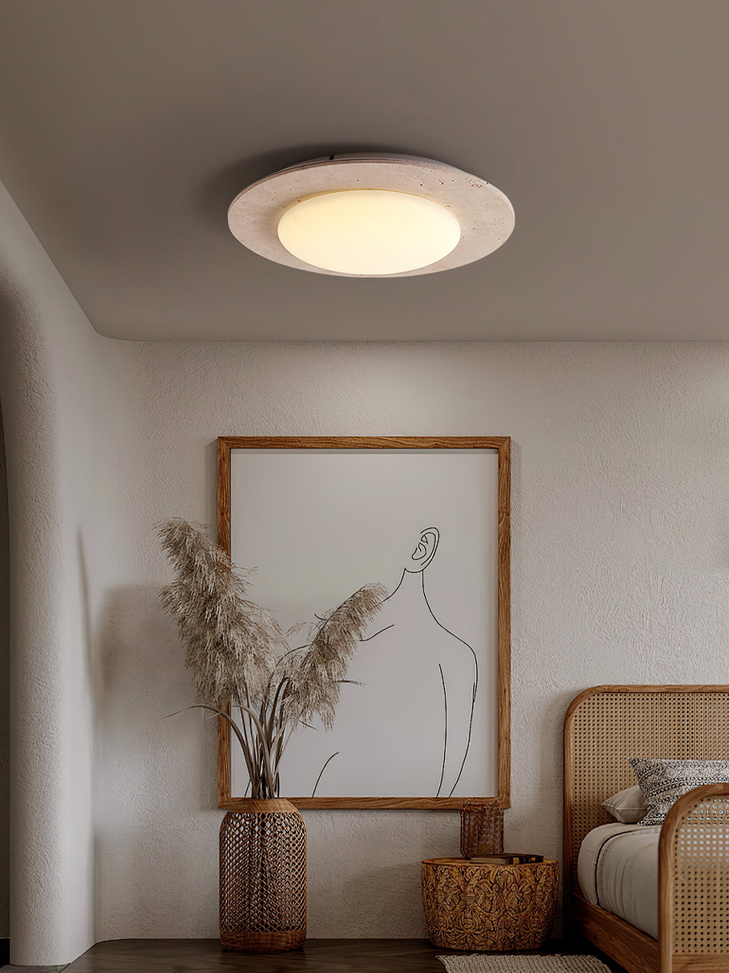 Plafonnier moderne Orion en Travertin jaune et blanc