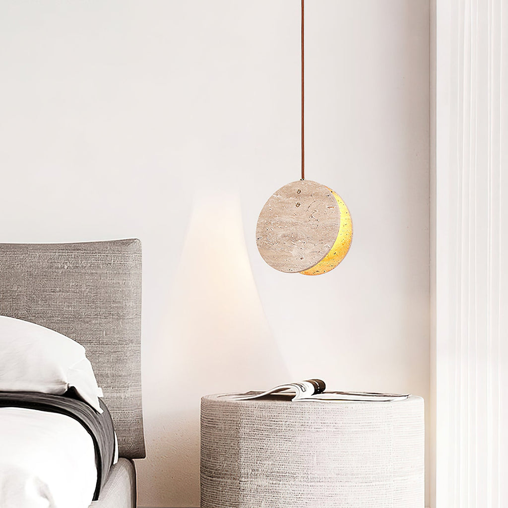Suspension moderne Dallen en pierre Travertin jaune