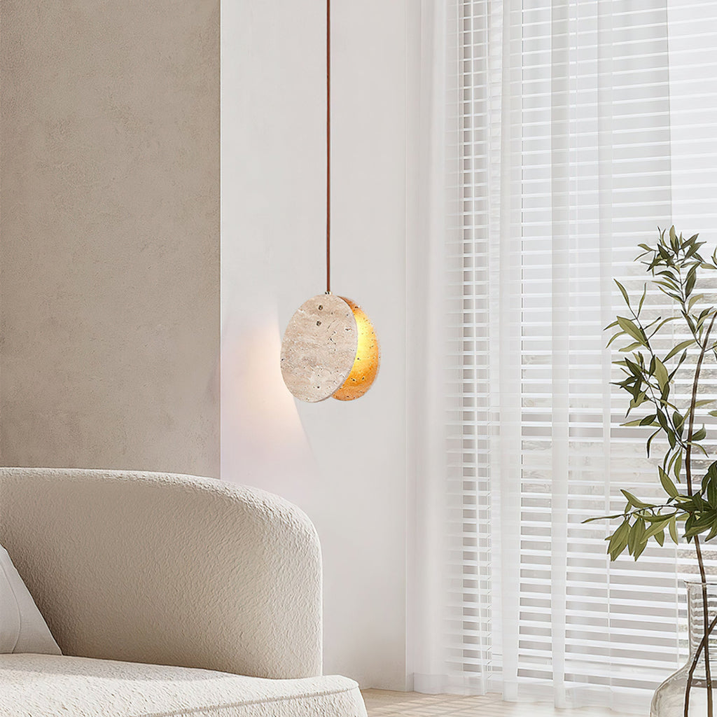 Suspension moderne Dallen en pierre Travertin jaune