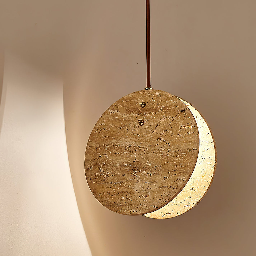 Suspension moderne Dallen en pierre Travertin jaune