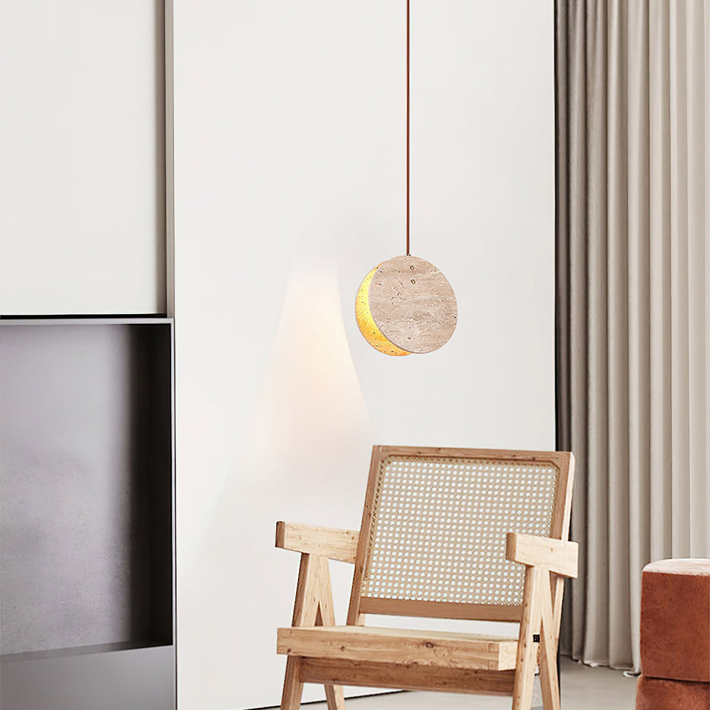 Suspension moderne Dallen en pierre Travertin jaune