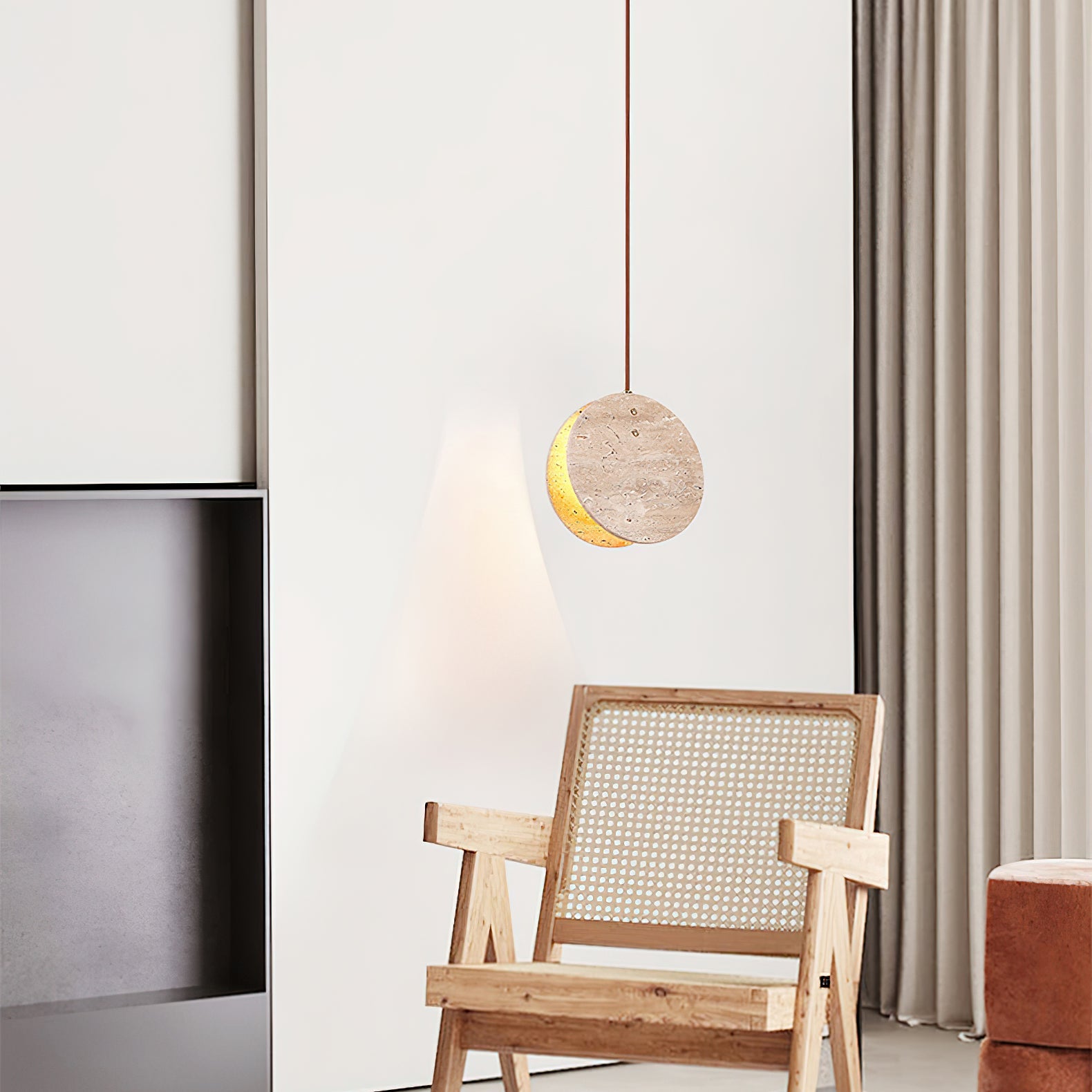 Suspension moderne Dallen en pierre Travertin jaune