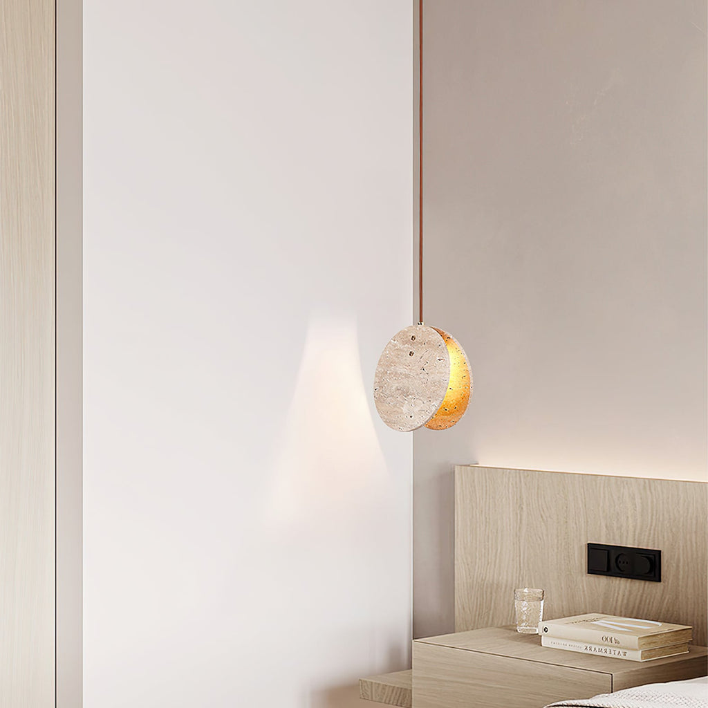 Suspension moderne Dallen en pierre Travertin jaune