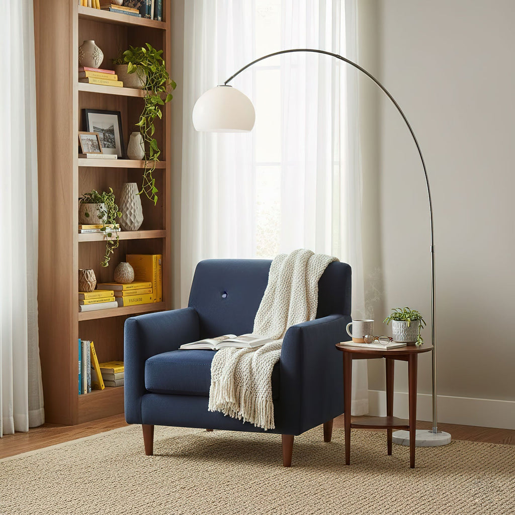 Lampadaire industriel Karle en Marbre chrome