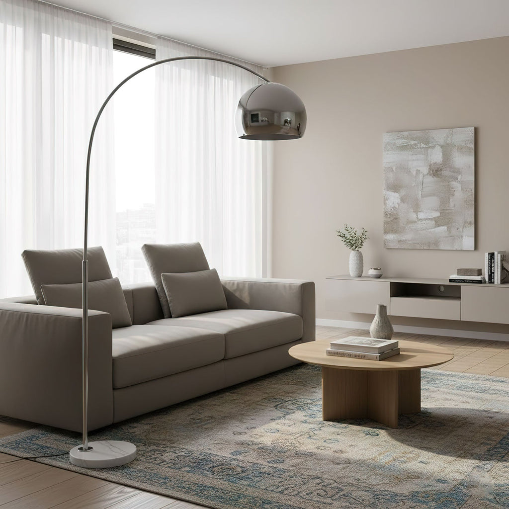 Lampadaire industriel Karle en Marbre chrome