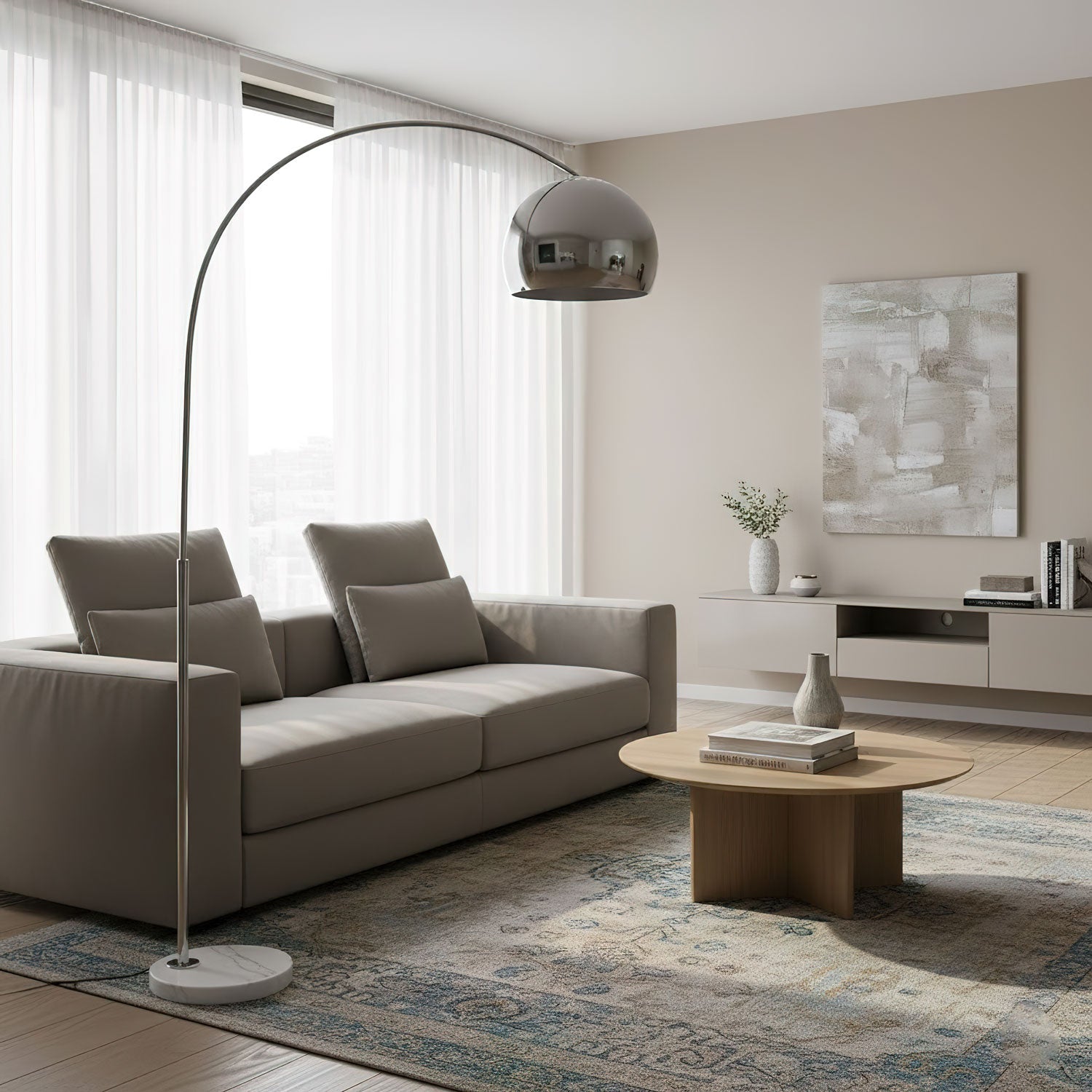 Lampadaire industriel Karle en Marbre chrome