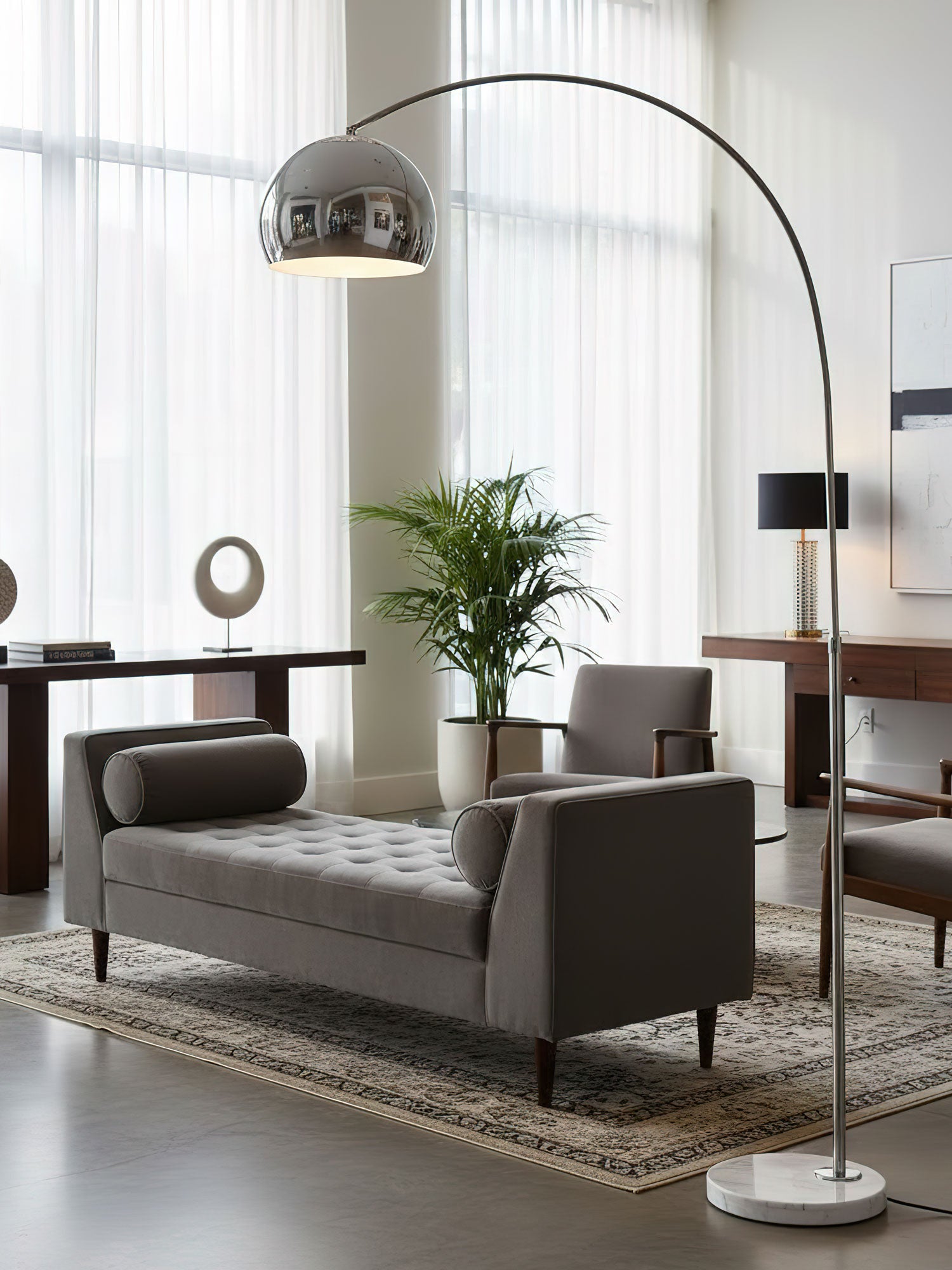 Lampadaire industriel Karle en Marbre chrome