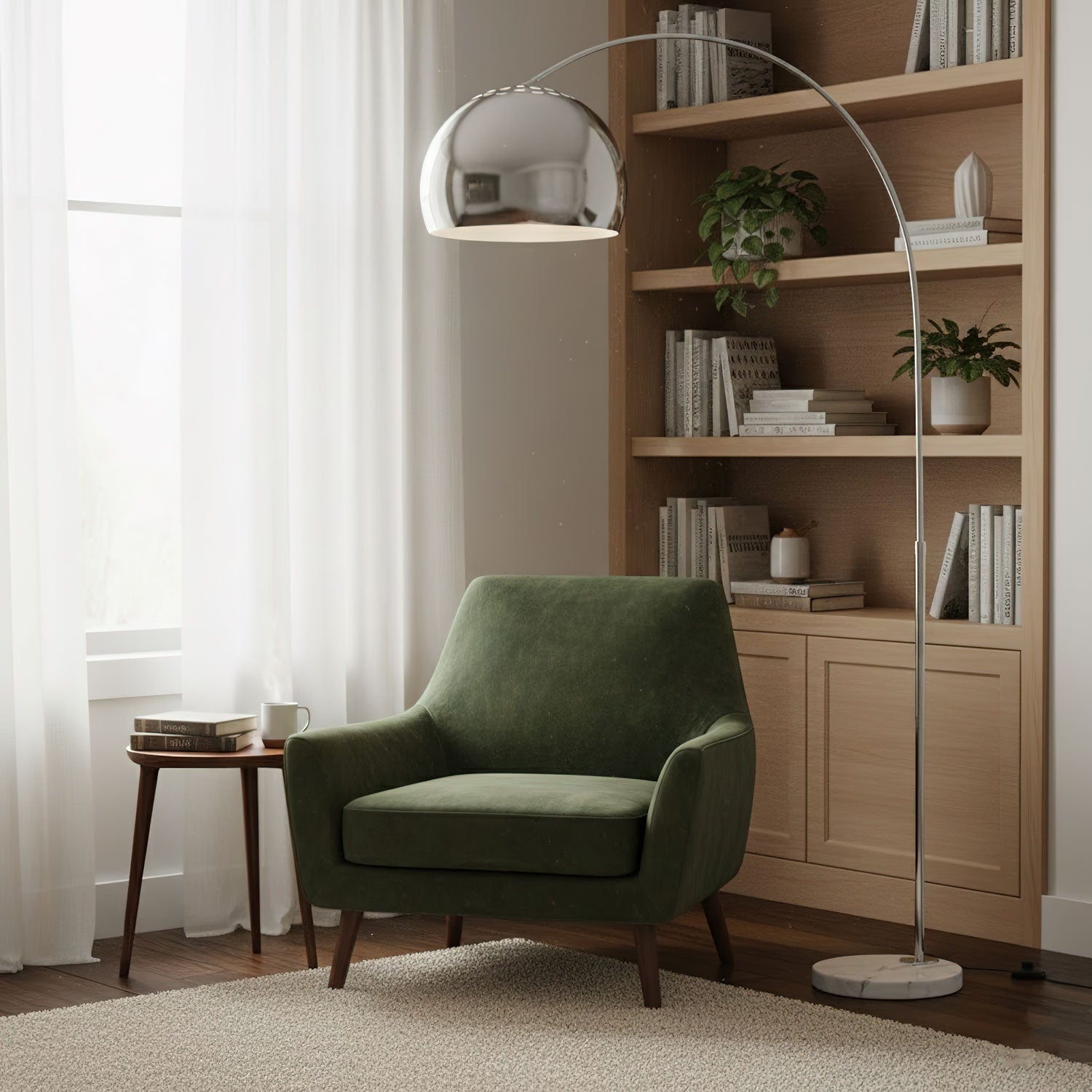 Lampadaire industriel Karle en Marbre chrome