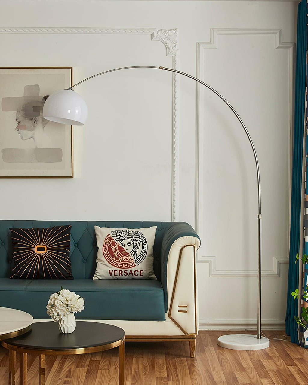 Lampadaire industriel Karle en Marbre chrome