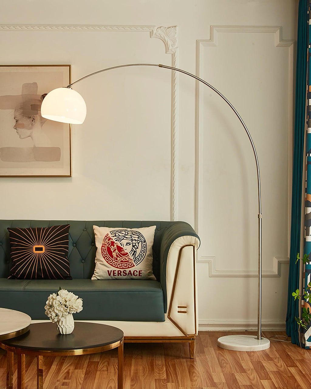 Lampadaire industriel Karle en Marbre chrome