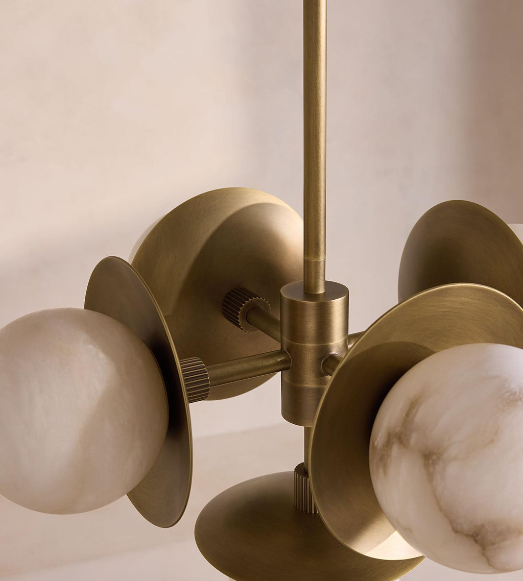 Lustre moderne Hallam en Albâtre Bronze et blanc