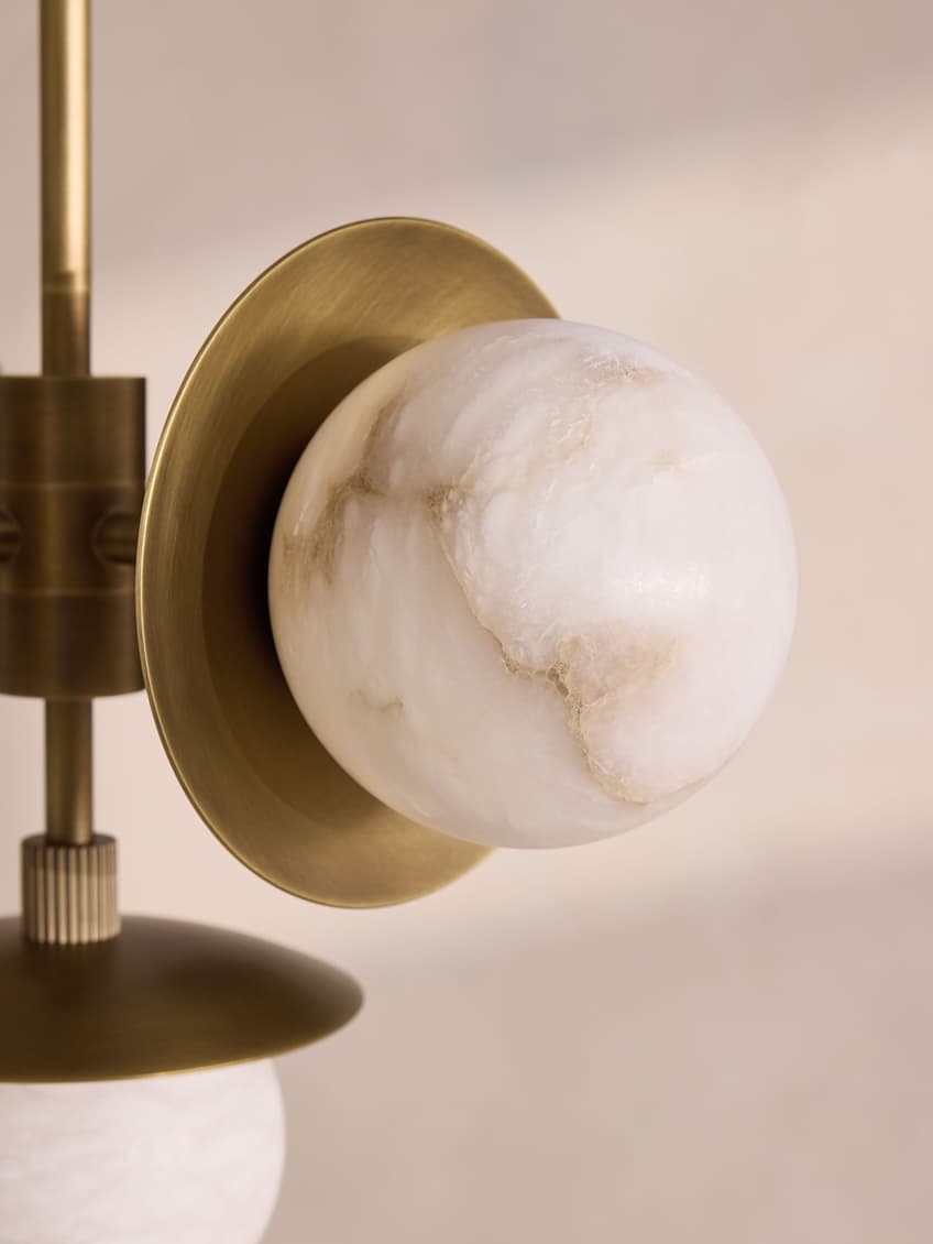 Lustre moderne Hallam en Albâtre Bronze et blanc